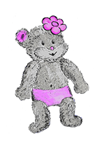 TINY BEAR (Pink Flower for a Missing Ear)